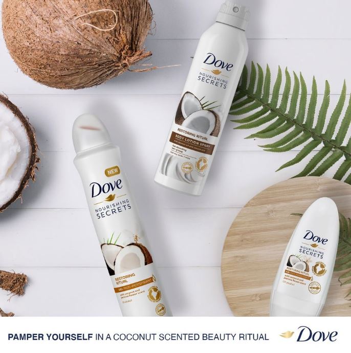 اسپری ضد تعریق زنانه داو با رایحه نارگیل و یاس حجم 250 میلی لیتر